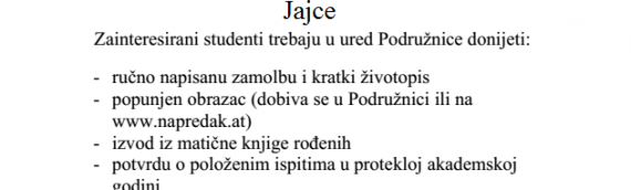 Natječaj za dodjelu dvije stipendije iz fonda “Jukić”